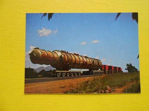 Vintage Post Card: Abnormal load en route with SAR Road Transport Service